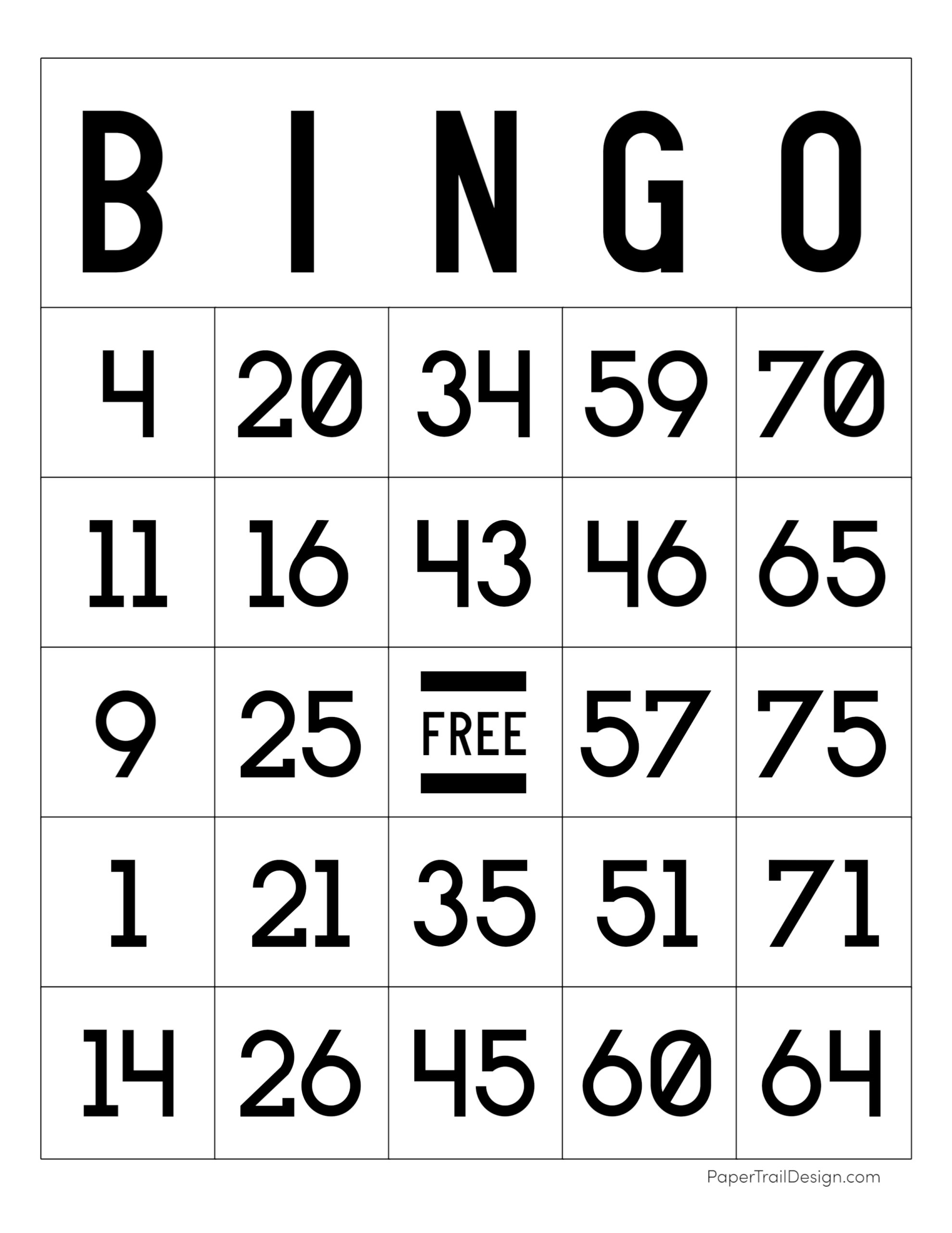 free printable bingo cards - paper trail design